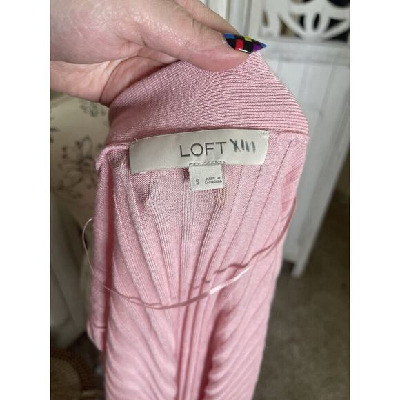 LOFT Lightweight Cardigan Women's Small Light Pink Open Front Long Sleeve Top - Picture 5 of 7